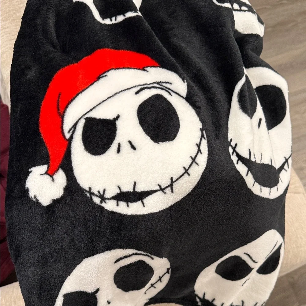 Disney Black and White Christmas Skull Blanket